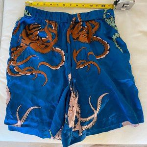 OLIVIA von HALLE Emeli Azzuro Octopus 100% silk pajama short, says L fits like M